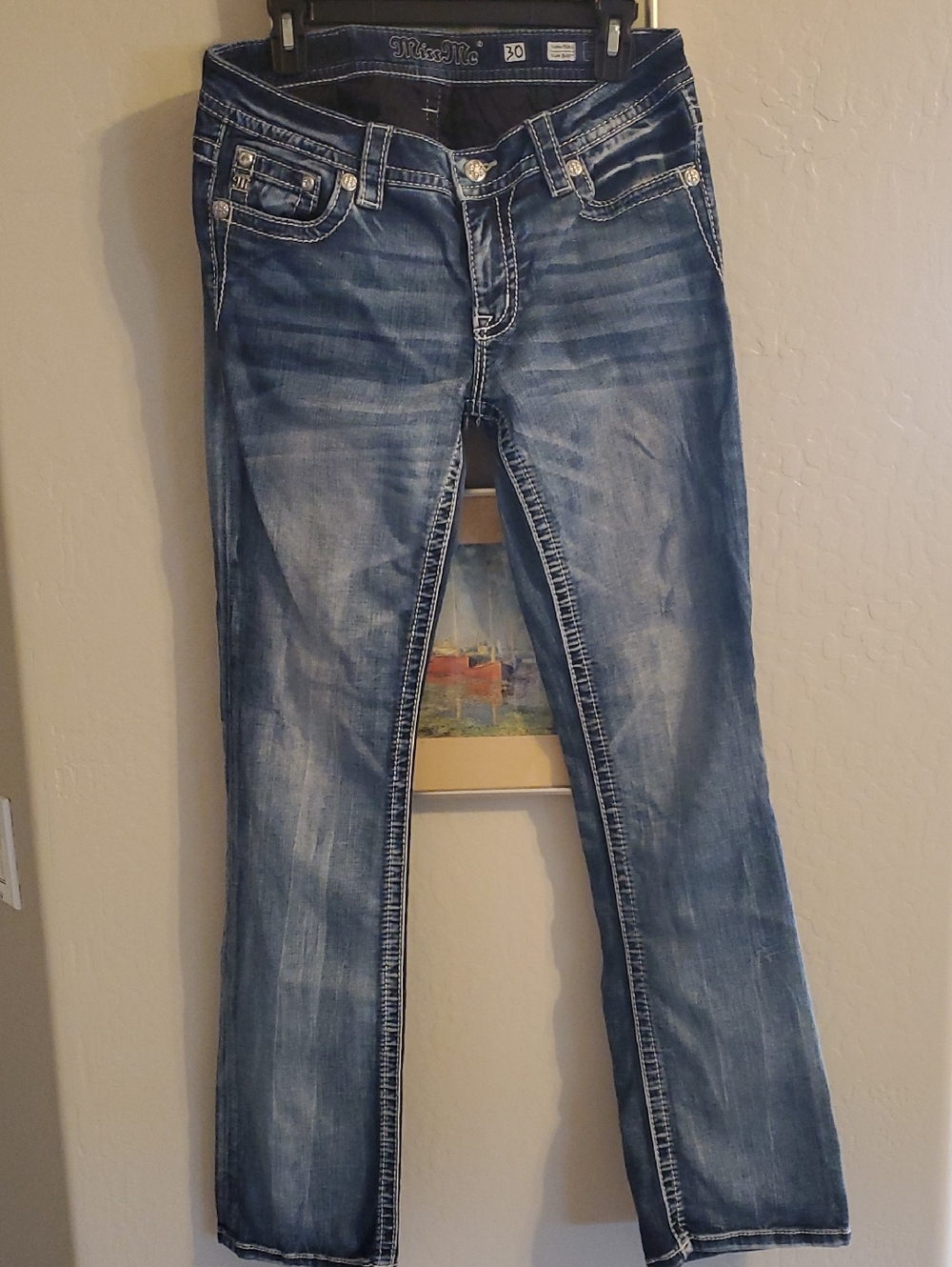 Miss Me Vintage Embellished Blue Denim Women's Jeans